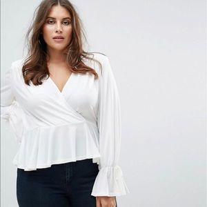 John Zack Plus Wrap Front Blouse